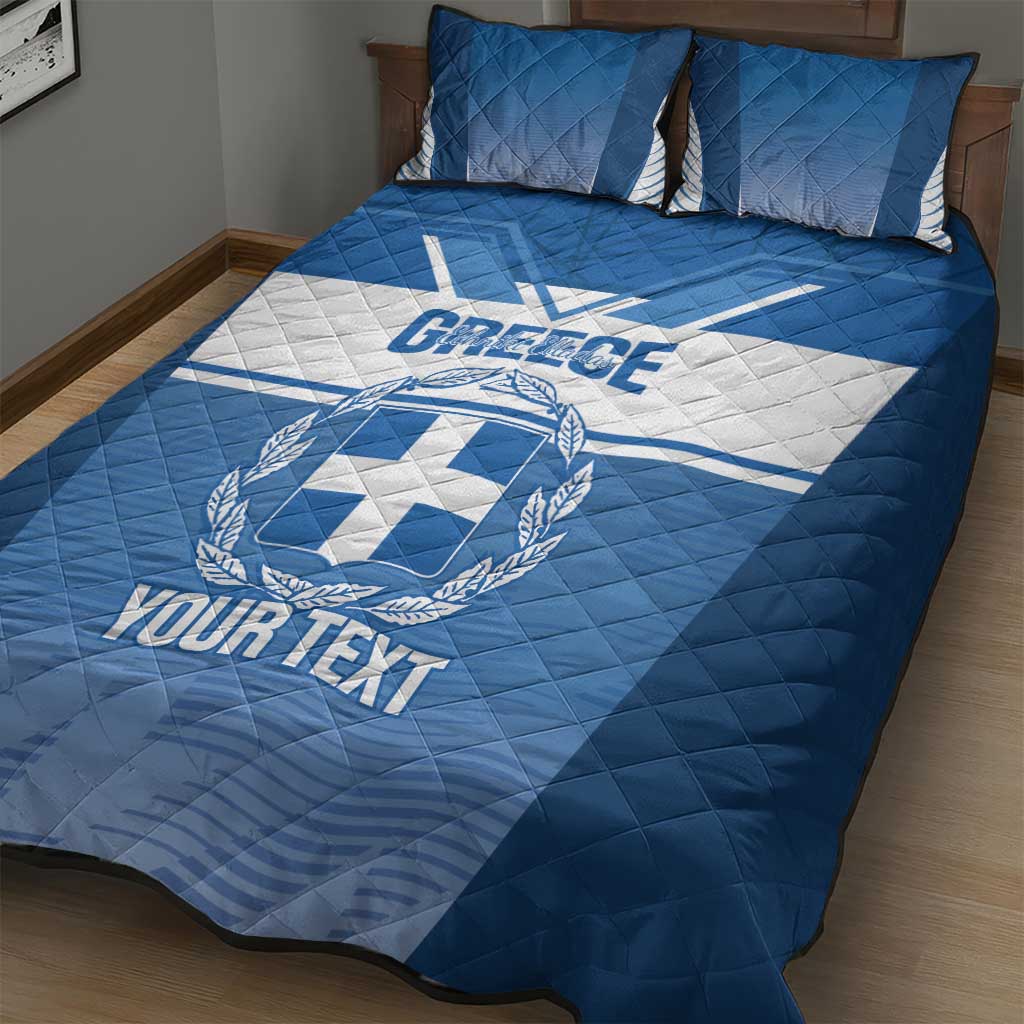 Custom Greece Football Quilt Bed Set Go Ethniki Coat Of Arms Style