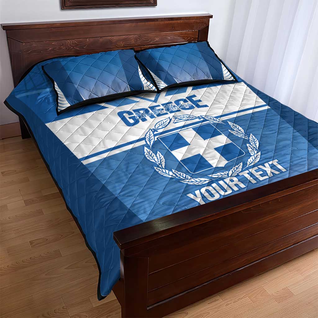 Custom Greece Football Quilt Bed Set Go Ethniki Coat Of Arms Style