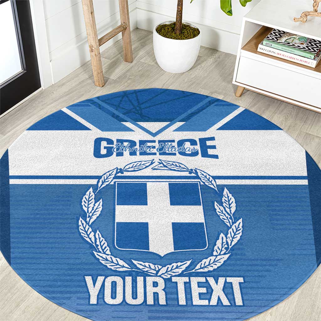 Custom Greece Football Round Carpet Go Ethniki Coat Of Arms Style