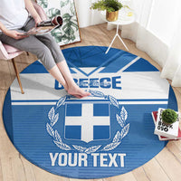 Custom Greece Football Round Carpet Go Ethniki Coat Of Arms Style