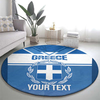 Custom Greece Football Round Carpet Go Ethniki Coat Of Arms Style