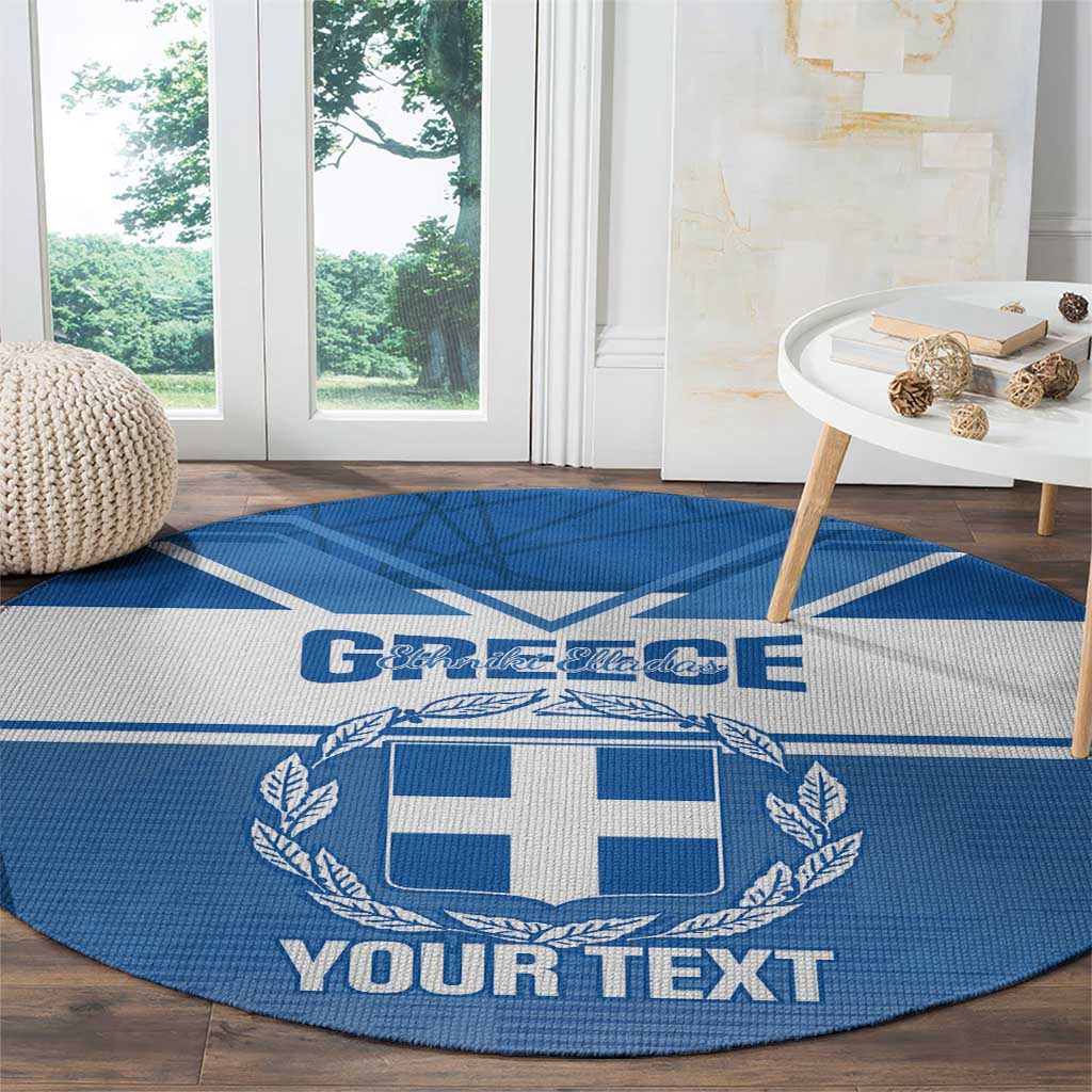 Custom Greece Football Round Carpet Go Ethniki Coat Of Arms Style