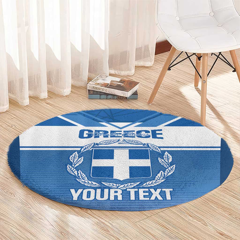 Custom Greece Football Round Carpet Go Ethniki Coat Of Arms Style