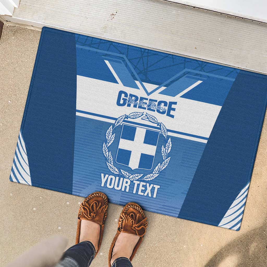 Custom Greece Football Rubber Doormat Go Ethniki Coat Of Arms Style