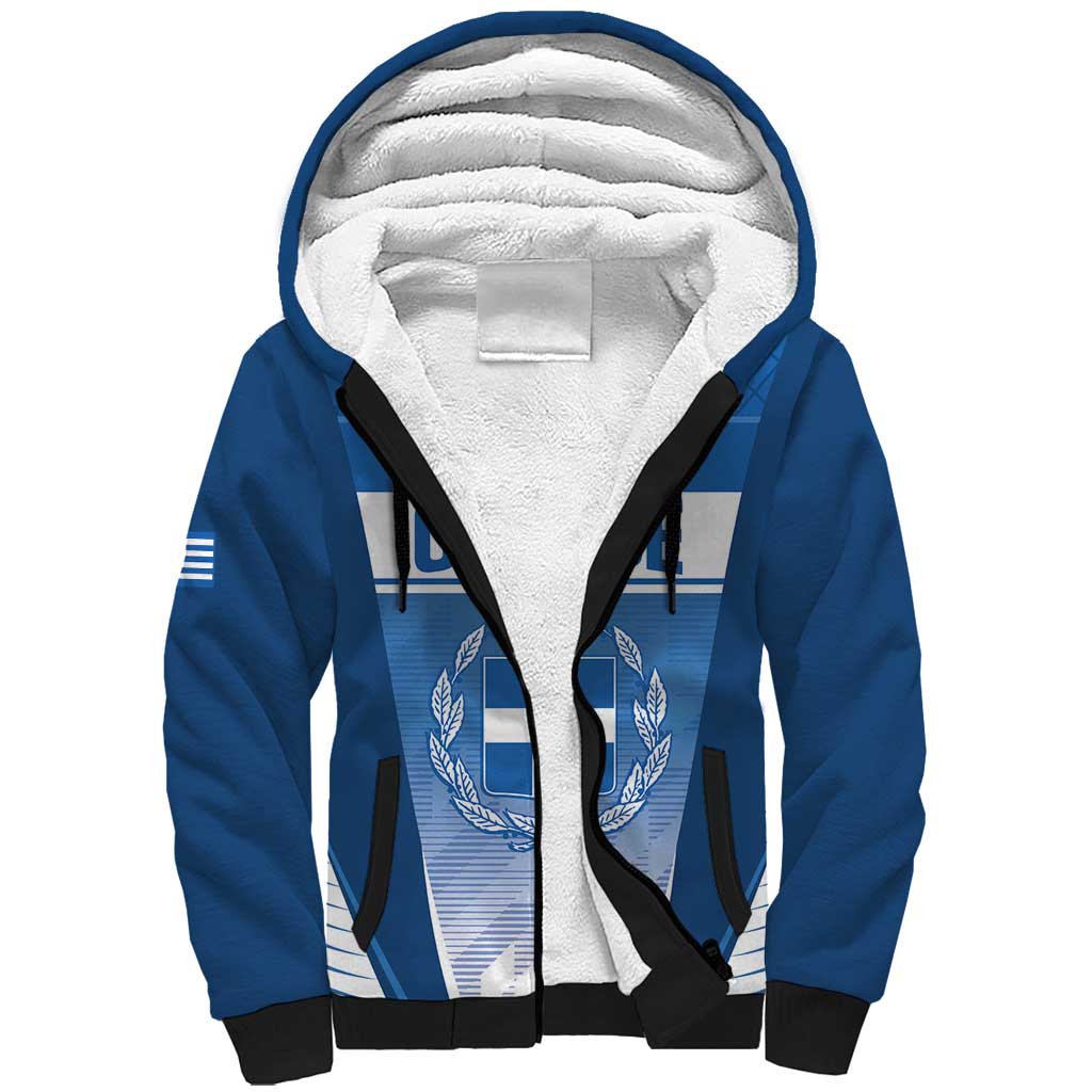 Custom Greece Football Sherpa Hoodie Go Ethniki Coat Of Arms Style