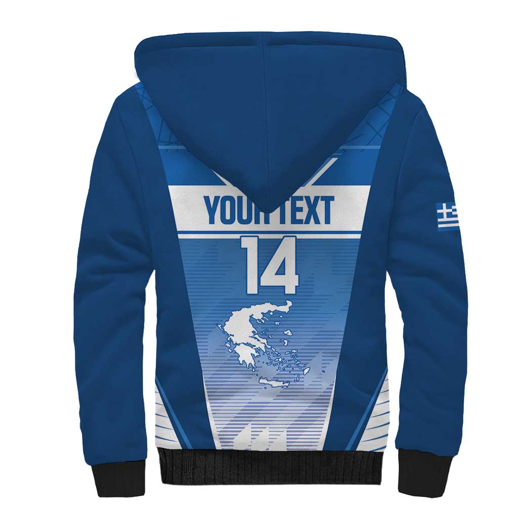 Custom Greece Football Sherpa Hoodie Go Ethniki Coat Of Arms Style