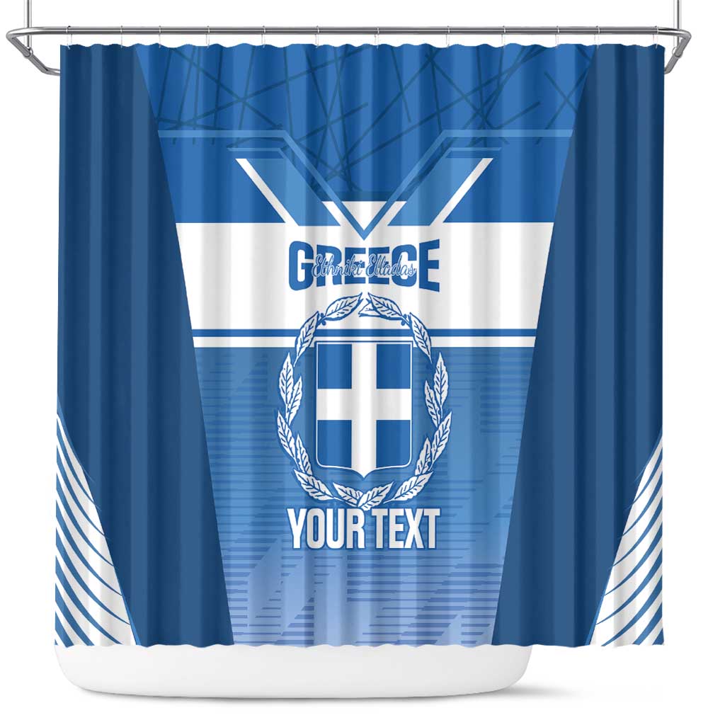 Custom Greece Football Shower Curtain Go Ethniki Coat Of Arms Style