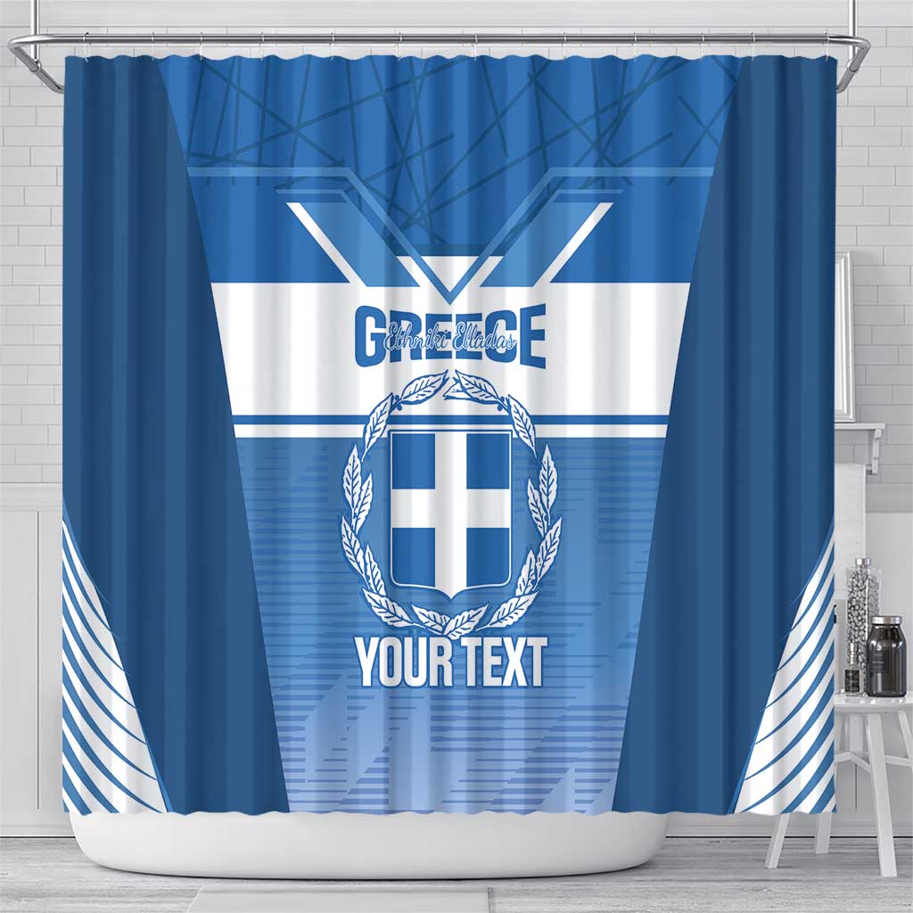 Custom Greece Football Shower Curtain Go Ethniki Coat Of Arms Style