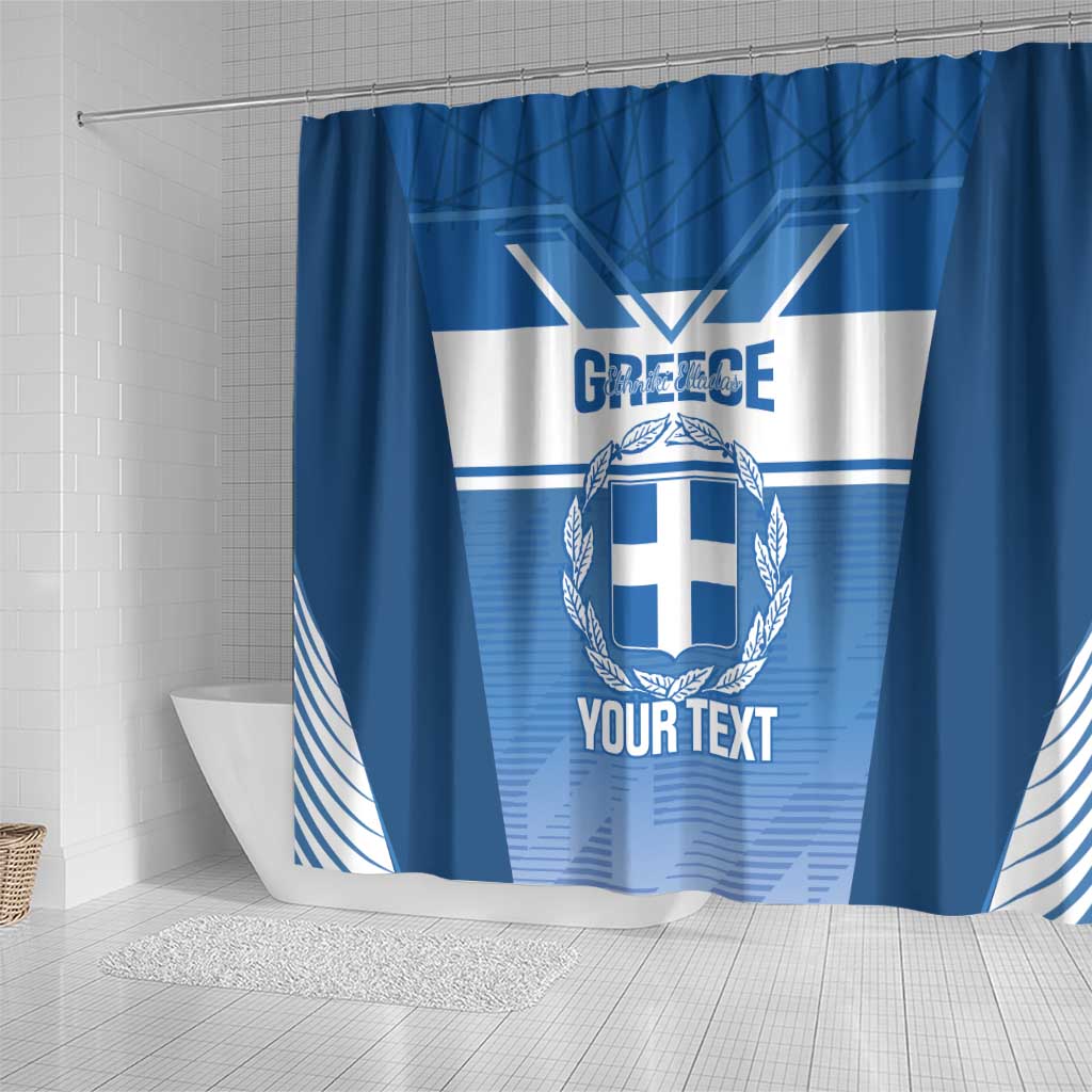 Custom Greece Football Shower Curtain Go Ethniki Coat Of Arms Style
