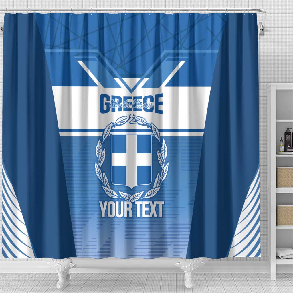 Custom Greece Football Shower Curtain Go Ethniki Coat Of Arms Style
