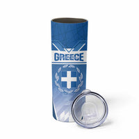 Custom Greece Football Skinny Tumbler Go Ethniki Coat Of Arms Style