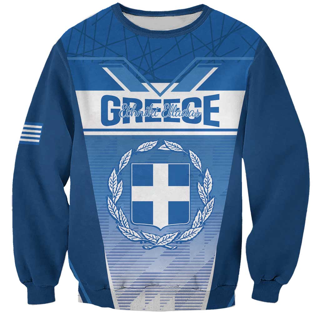 Custom Greece Football Sweatshirt Go Ethniki Coat Of Arms Style