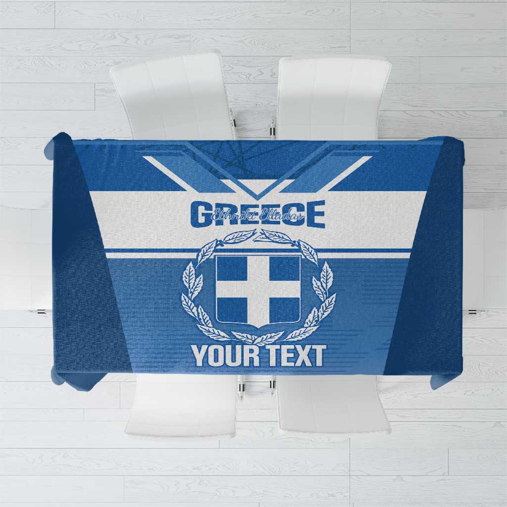 Custom Greece Football Tablecloth Go Ethniki Coat Of Arms Style