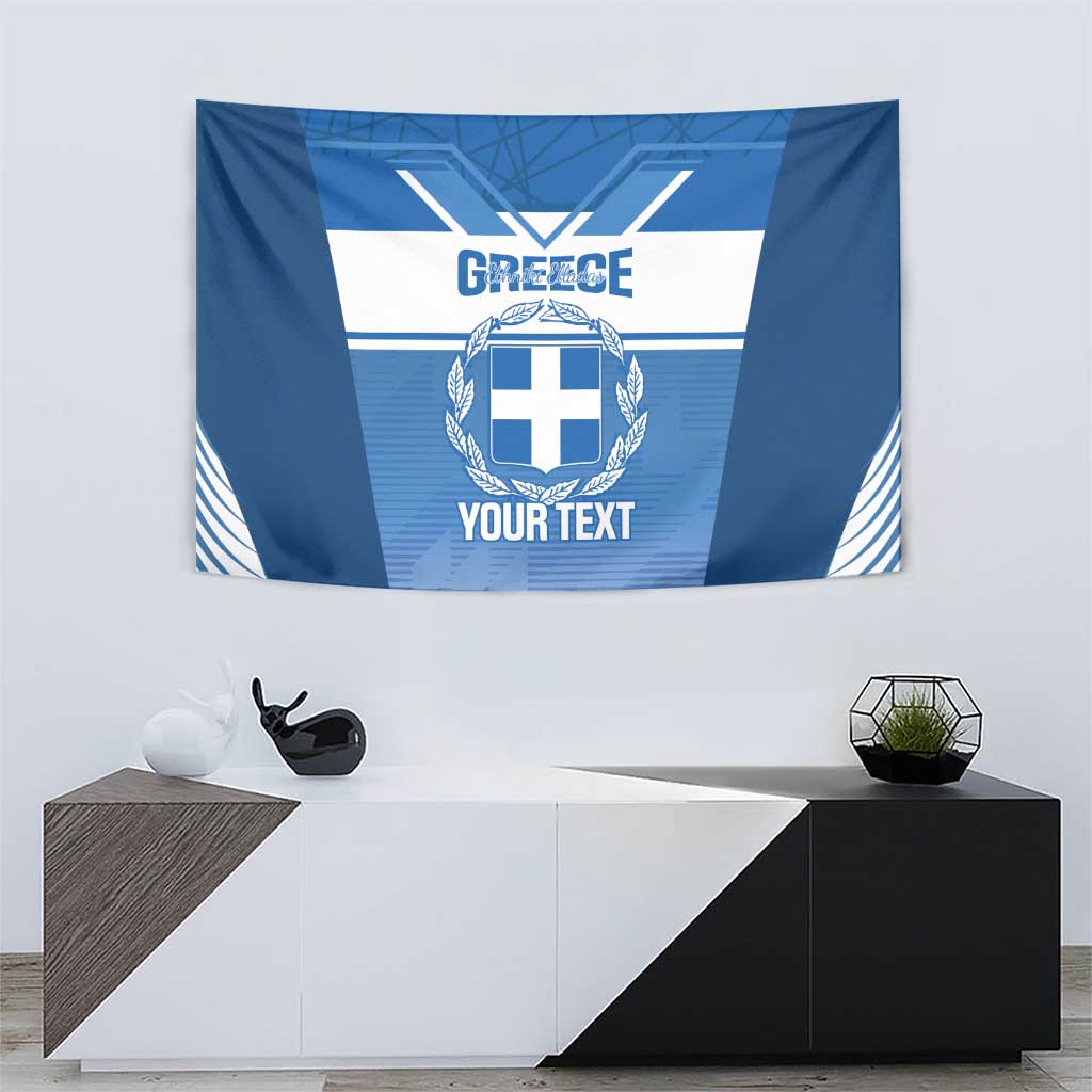 Custom Greece Football Tapestry Go Ethniki Coat Of Arms Style