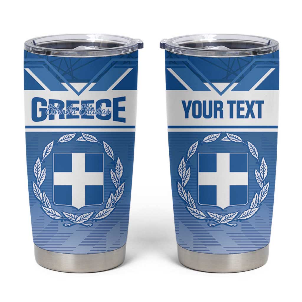 Custom Greece Football Tumbler Cup Go Ethniki Coat Of Arms Style