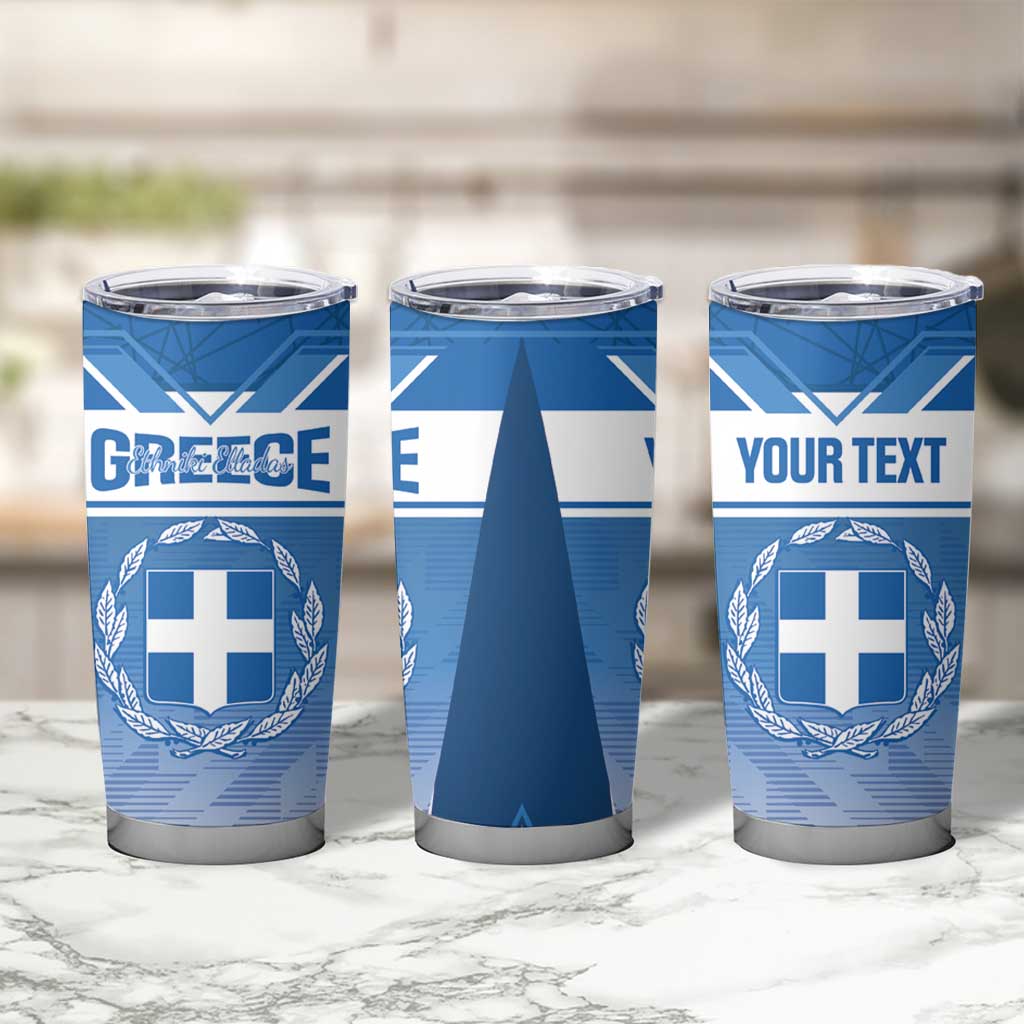 Custom Greece Football Tumbler Cup Go Ethniki Coat Of Arms Style