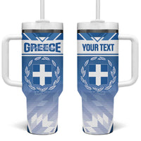 Custom Greece Football Tumbler With Handle Go Ethniki Coat Of Arms Style