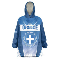 Custom Greece Football Wearable Blanket Hoodie Go Ethniki Coat Of Arms Style