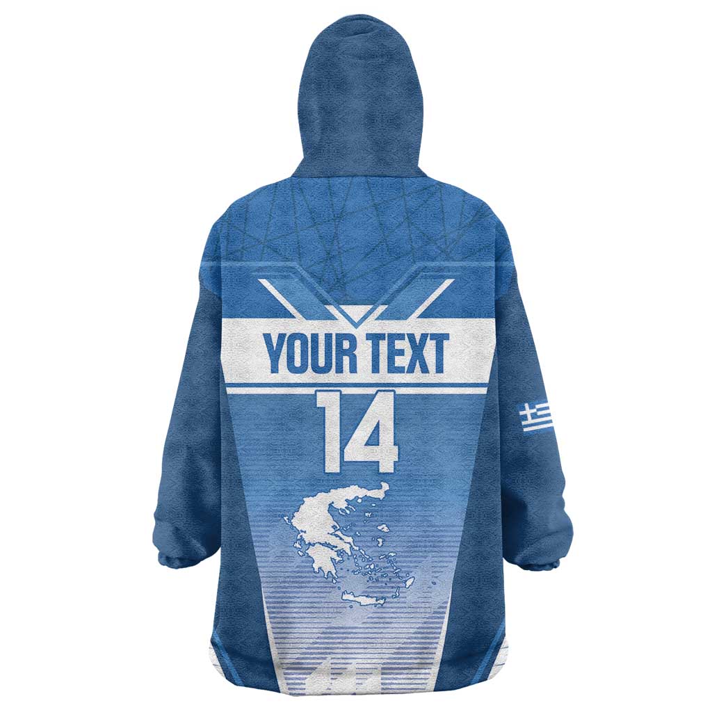 Custom Greece Football Wearable Blanket Hoodie Go Ethniki Coat Of Arms Style