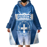 Custom Greece Football Wearable Blanket Hoodie Go Ethniki Coat Of Arms Style