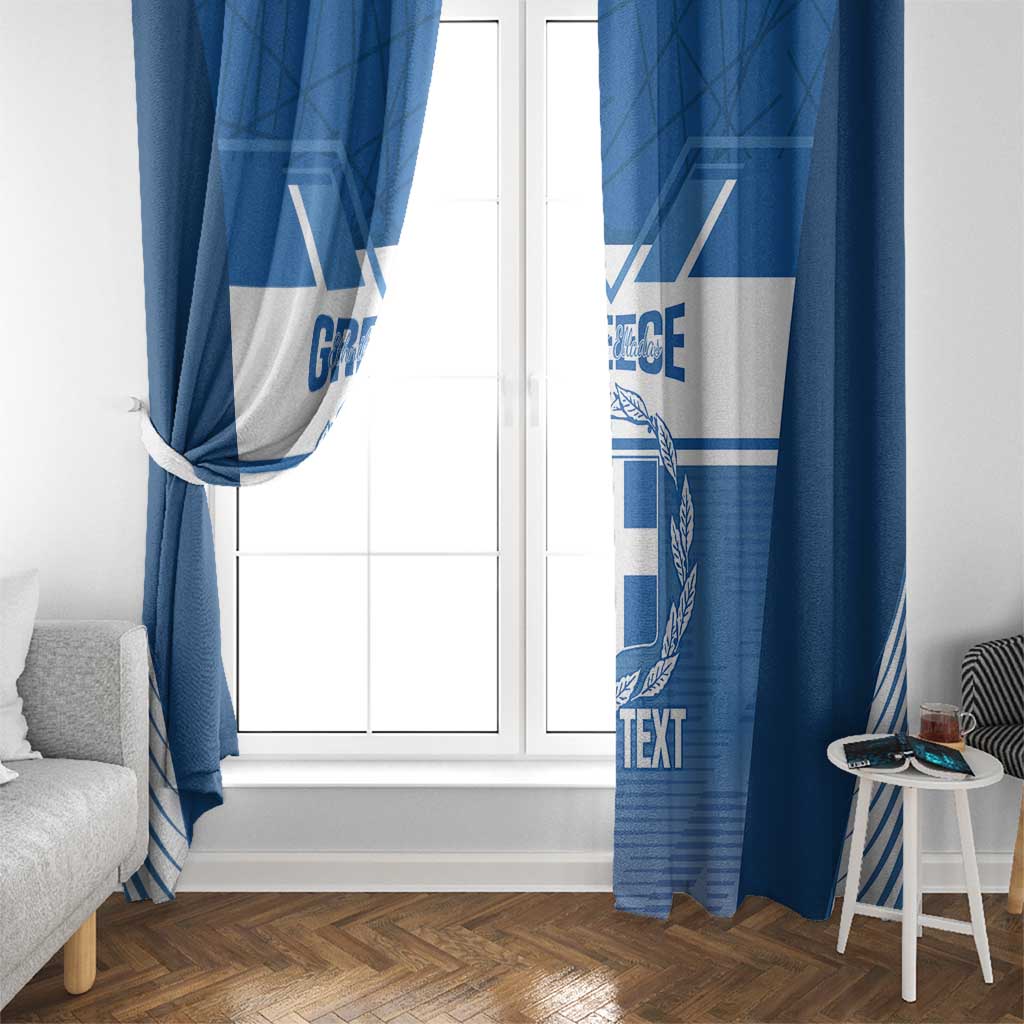 Custom Greece Football Window Curtain Go Ethniki Coat Of Arms Style