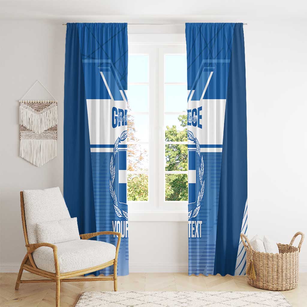 Custom Greece Football Window Curtain Go Ethniki Coat Of Arms Style