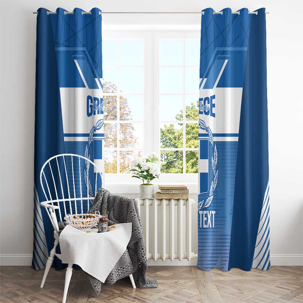 Custom Greece Football Window Curtain Go Ethniki Coat Of Arms Style