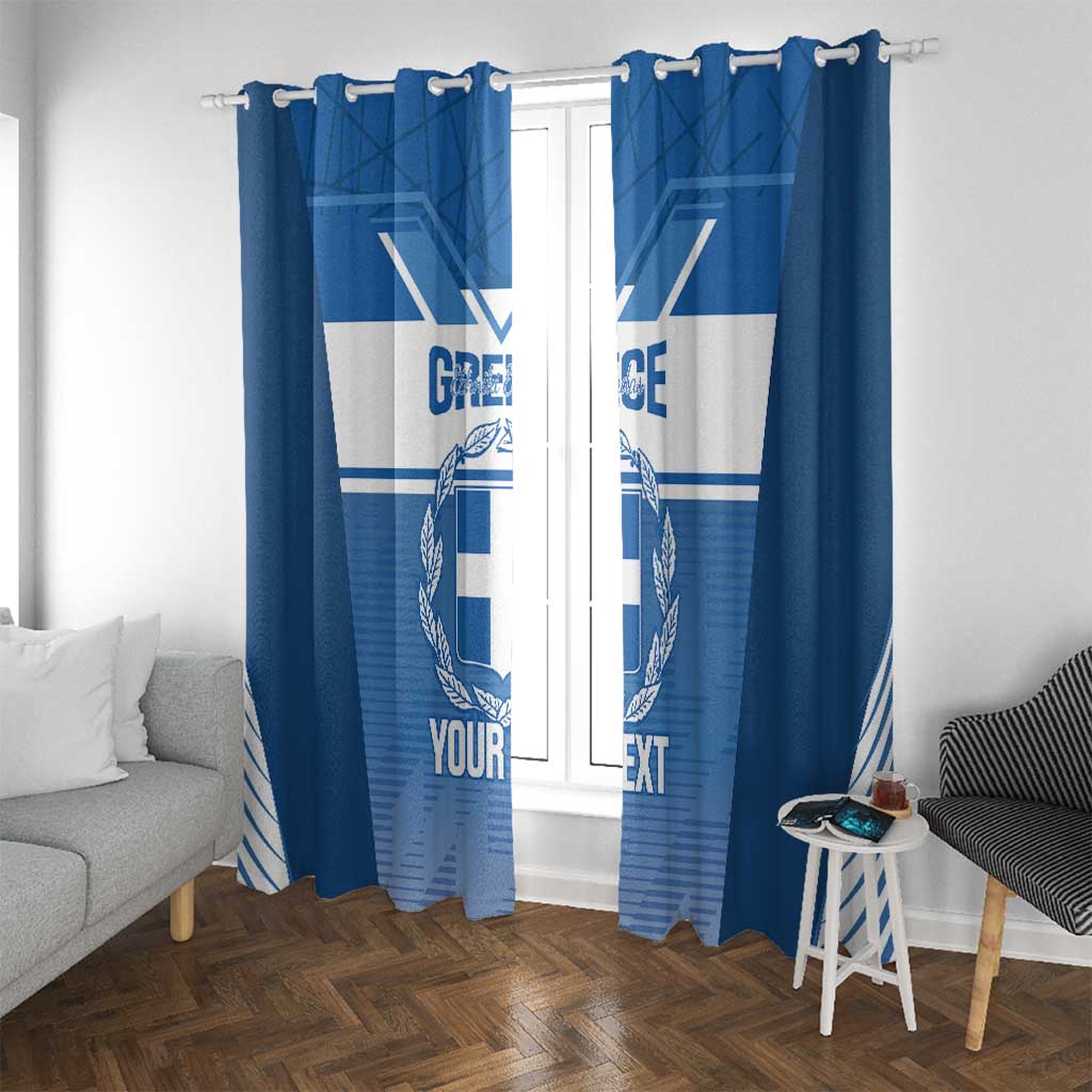 Custom Greece Football Window Curtain Go Ethniki Coat Of Arms Style