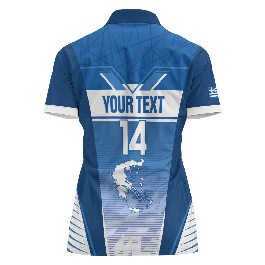 Custom Greece Football Women Polo Shirt Go Ethniki Coat Of Arms Style