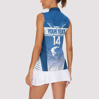 Custom Greece Football Women Sleeveless Polo Shirt Go Ethniki Coat Of Arms Style