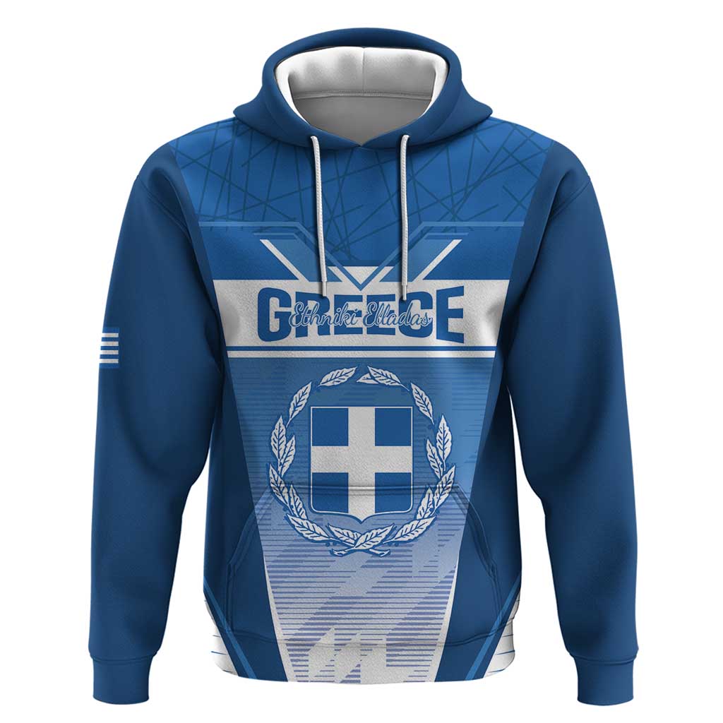 Custom Greece Football Zip Hoodie Go Ethniki Coat Of Arms Style