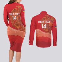 Custom Armenia Football Couples Matching Long Sleeve Bodycon Dress and Long Sleeve Button Shirt Come On Havakakan
