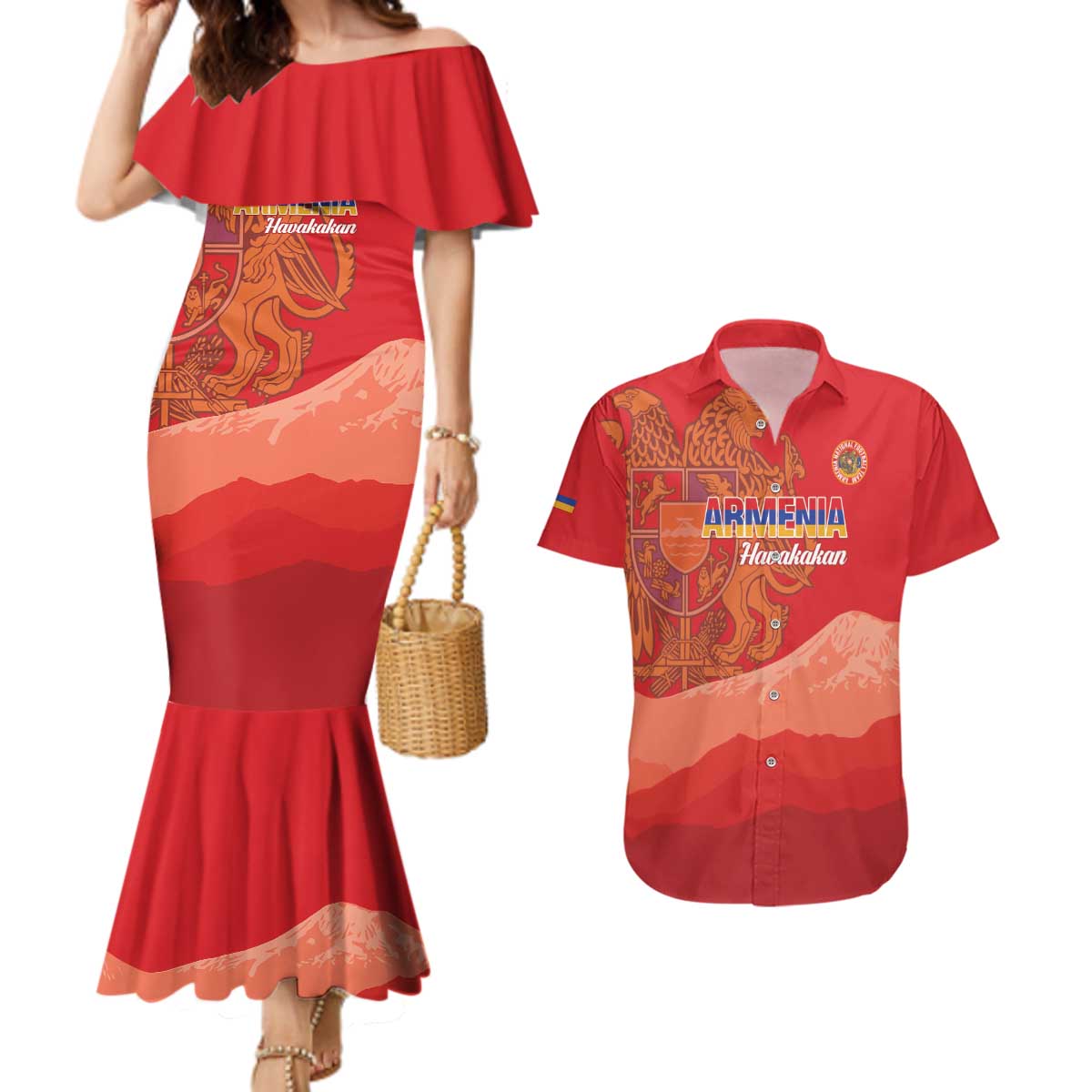 Custom Armenia Football Couples Matching Mermaid Dress and Hawaiian Shirt Come On Havakakan