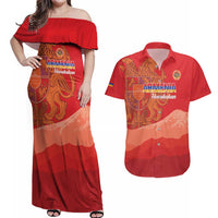 Custom Armenia Football Couples Matching Off Shoulder Maxi Dress and Hawaiian Shirt Come On Havakakan