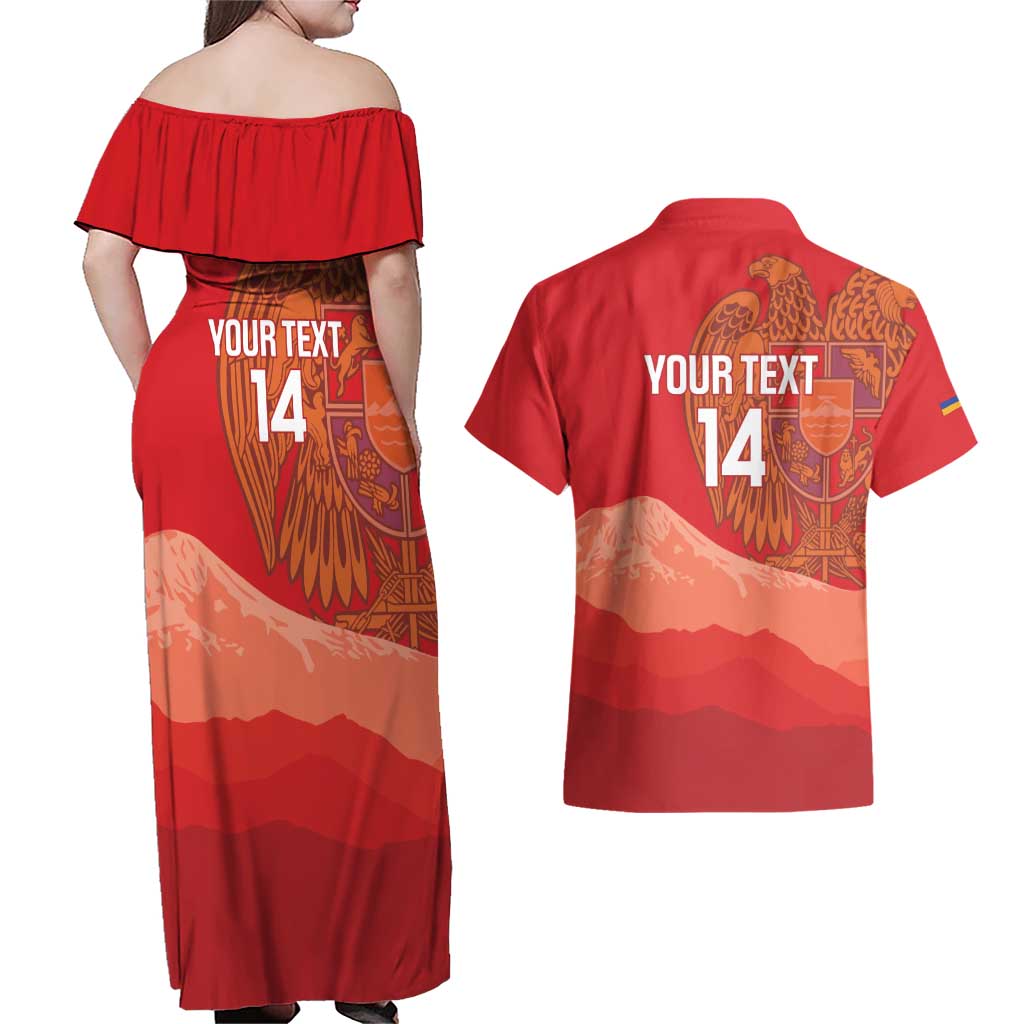 Custom Armenia Football Couples Matching Off Shoulder Maxi Dress and Hawaiian Shirt Come On Havakakan