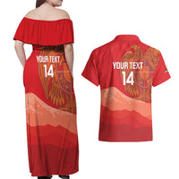 Custom Armenia Football Couples Matching Off Shoulder Maxi Dress and Hawaiian Shirt Come On Havakakan
