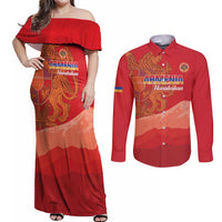 Custom Armenia Football Couples Matching Off Shoulder Maxi Dress and Long Sleeve Button Shirt Come On Havakakan