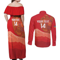 Custom Armenia Football Couples Matching Off Shoulder Maxi Dress and Long Sleeve Button Shirt Come On Havakakan