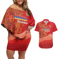 Custom Armenia Football Couples Matching Off Shoulder Short Dress and Hawaiian Shirt Come On Havakakan