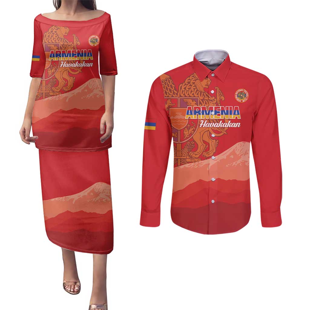 Custom Armenia Football Couples Matching Puletasi and Long Sleeve Button Shirt Come On Havakakan