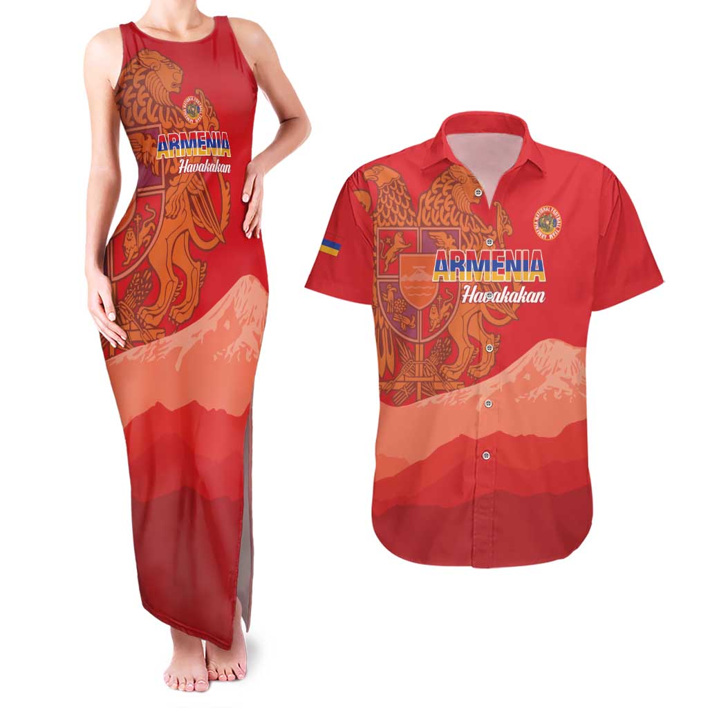 Custom Armenia Football Couples Matching Tank Maxi Dress and Hawaiian Shirt Come On Havakakan