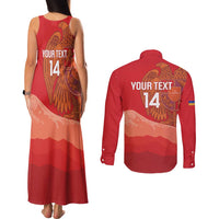 Custom Armenia Football Couples Matching Tank Maxi Dress and Long Sleeve Button Shirt Come On Havakakan