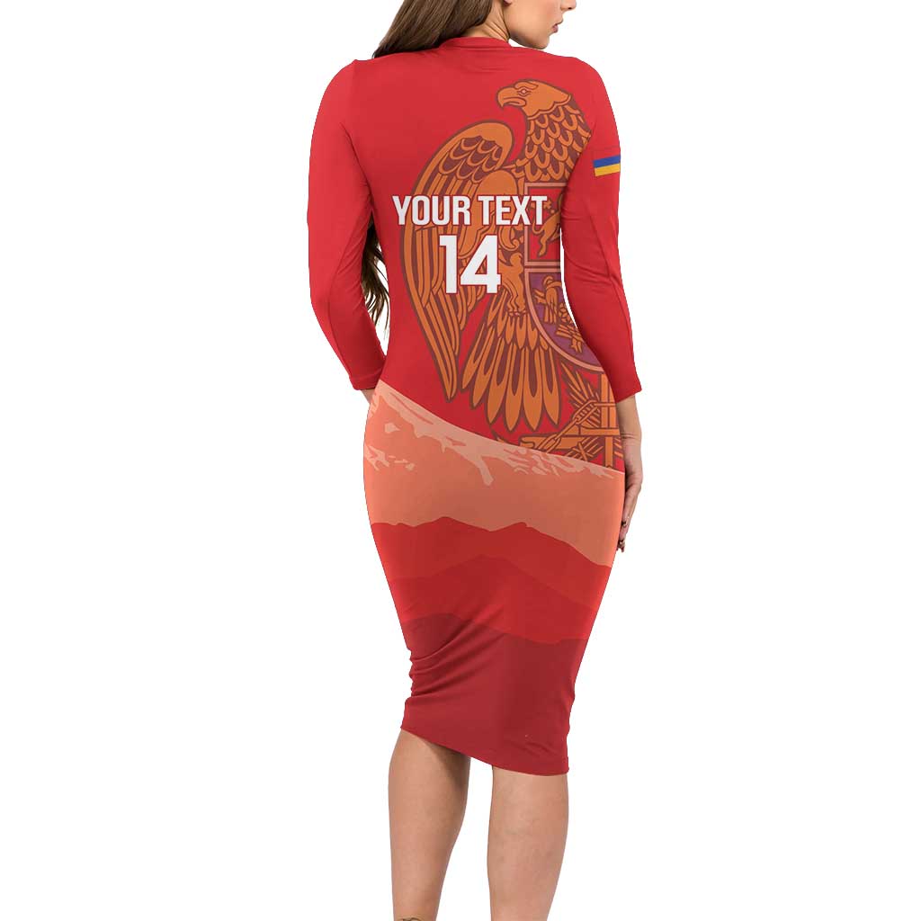 Custom Armenia Football Family Matching Long Sleeve Bodycon Dress and Hawaiian Shirt Come On Havakakan