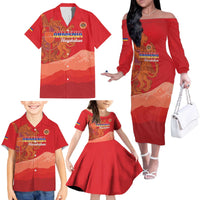 Custom Armenia Football Family Matching Off The Shoulder Long Sleeve Dress and Hawaiian Shirt Come On Havakakan
