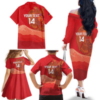 Custom Armenia Football Family Matching Off The Shoulder Long Sleeve Dress and Hawaiian Shirt Come On Havakakan