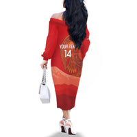 Custom Armenia Football Family Matching Off The Shoulder Long Sleeve Dress and Hawaiian Shirt Come On Havakakan