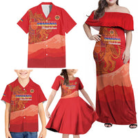 Custom Armenia Football Family Matching Off Shoulder Maxi Dress and Hawaiian Shirt Come On Havakakan