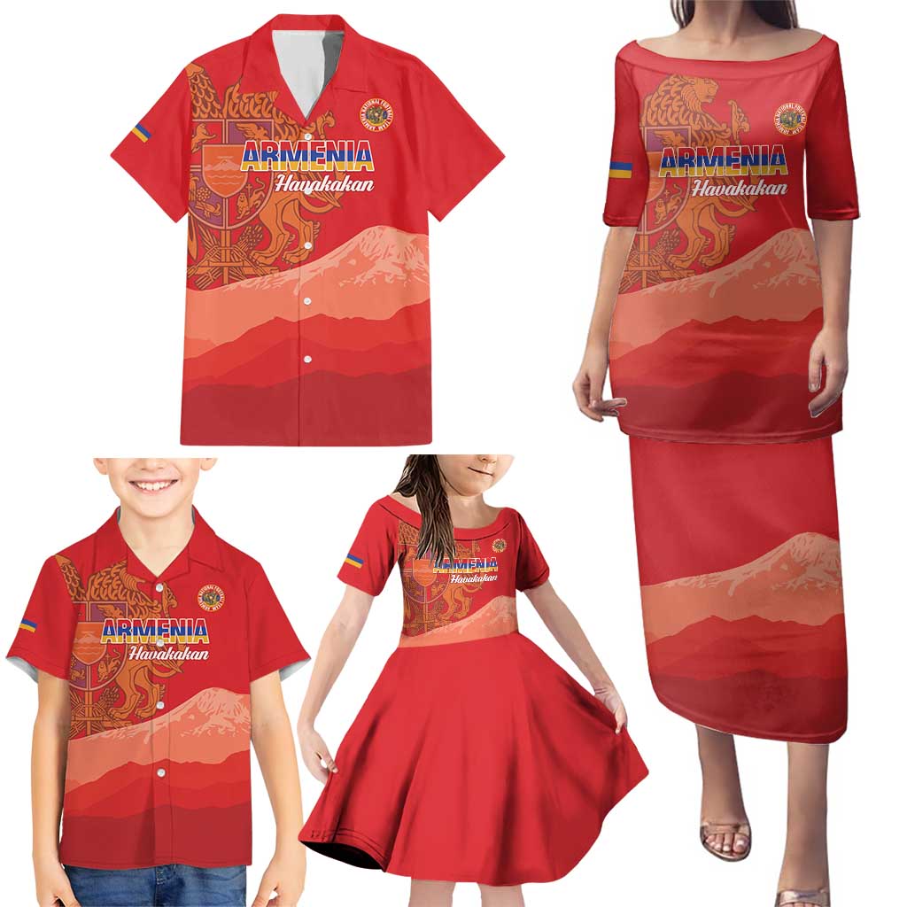 Custom Armenia Football Family Matching Puletasi and Hawaiian Shirt Come On Havakakan