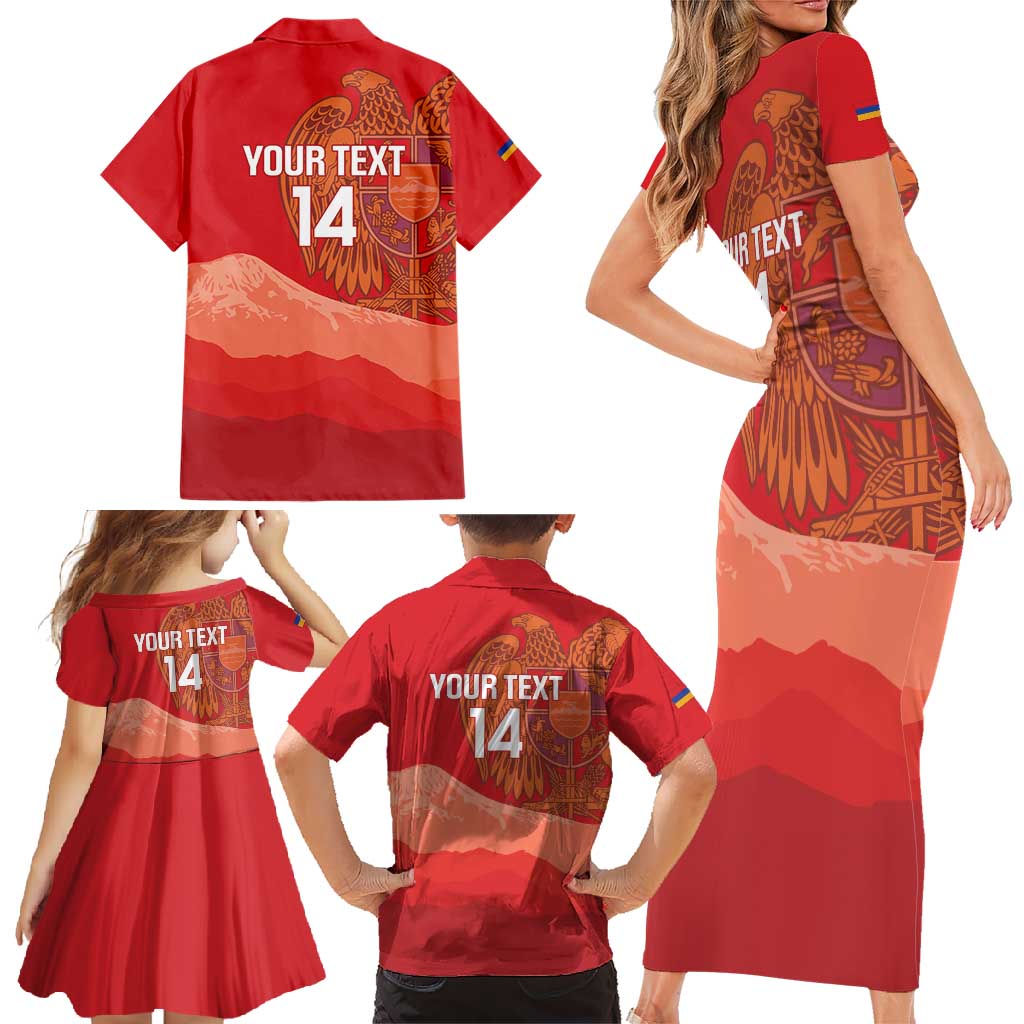 Custom Armenia Football Family Matching Short Sleeve Bodycon Dress and Hawaiian Shirt Come On Havakakan