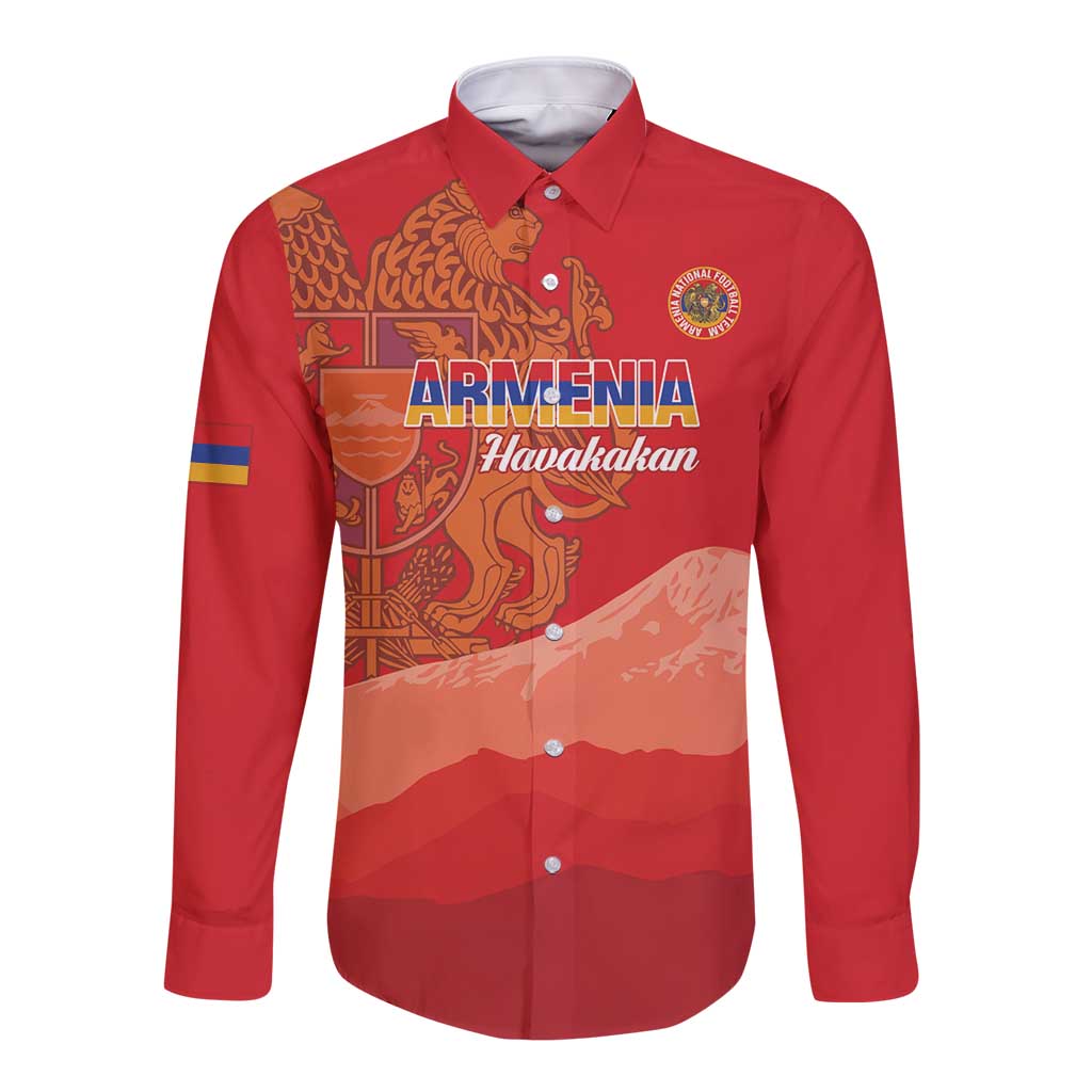 Custom Armenia Football Long Sleeve Button Shirt Come On Havakakan
